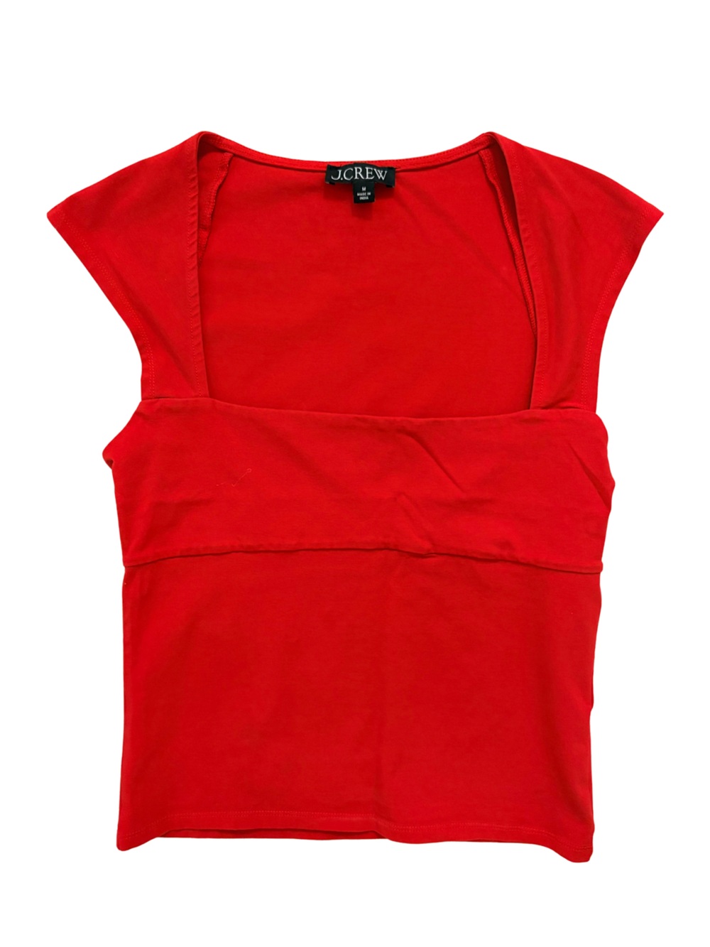 J Crew Squareneck Cap Sleeve Top Red